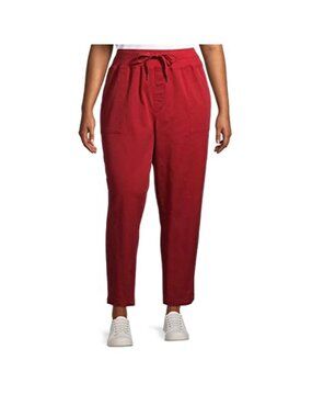Terra & Sky Rustic Red Plus Size Cargo Utility Capri Pants Size 1X